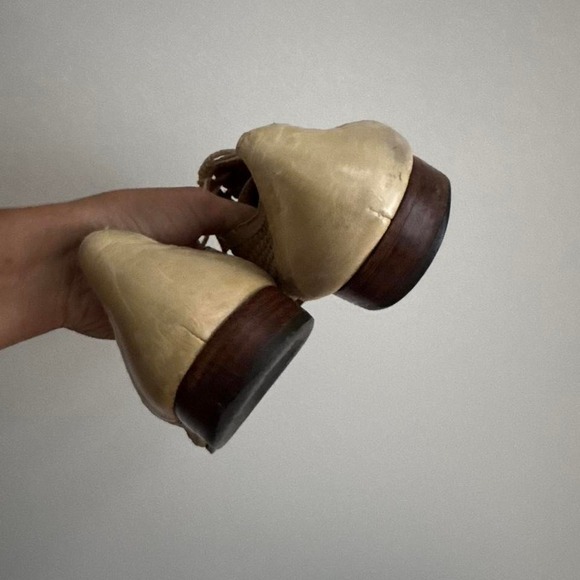 Men's Peeples Woven Loafer Italian Leather Vintage Cream Tan 13 Lace up - Picture 6 of 8